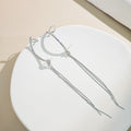 Elegant Korean Style Rhinestone Curved Ear Cuff Clip With Long Chain Tassel Alloy Zircon Drop Earrings view 3