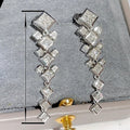French Design Square Splice Long Earrings For Women, Style Elegant Versatile Drop Ear Jewelry view 4
