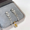 French Design Square Splice Long Earrings For Women, Style Elegant Versatile Drop Ear Jewelry view 2