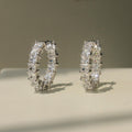 Micro Paved Square Zircon Hoop Earrings For Women, Luxury Fashion Round Circle Ear Jewelry view 1