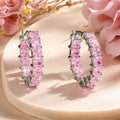 Micro Paved Square Zircon Hoop Earrings For Women, Luxury Fashion Round Circle Ear Jewelry view 6