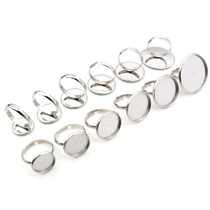 Stainless Steel 10-25mm Inner Diameter Ring Gemstone Base Settings For DIY Jewelry Findings