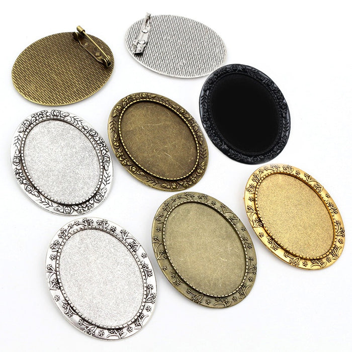 30x40mm Oval Alloy Brooch Pendant Tray Base 10g For Time Gem Jewelry DIY Accessories