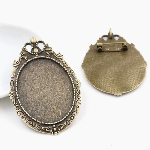 30x40mm Oval Alloy Brooch Pendant Bezel Tray Settings For DIY Jewelry Accessories