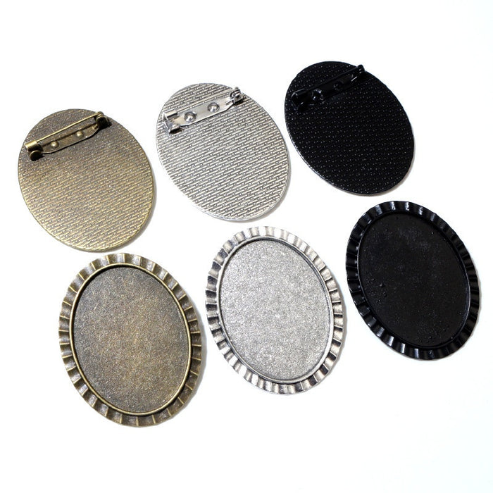30x40mm 10g Oval Alloy Brooch Pendant Base Tray For Time Gem DIY Jewelry Accessories