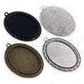 30x40mm Oval Alloy Pendant Cabochon Bezel Tray, DIY Jewelry Setting Accessories view 1