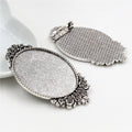Cabochon 30x40mm Flower Brooch Oval Alloy Pendant Bezel Tray DIY Jewelry Findings 10g view 3