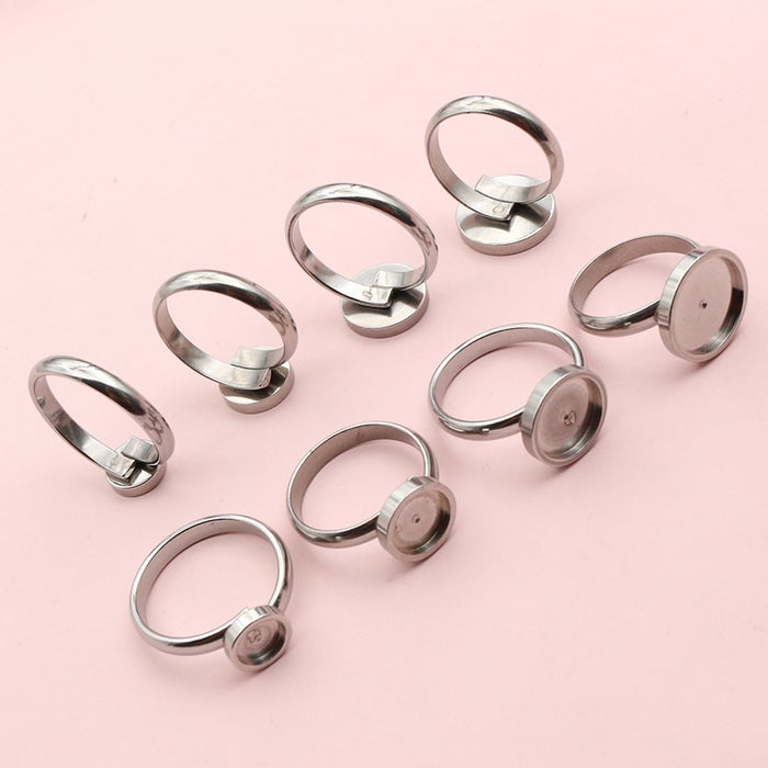 High Quality Stainless Steel 6/8/10/12mm Inner Diameter Ring Cabochon Base Settings For DIY Jewelry