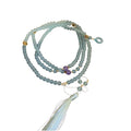 New Chinese Style Cyan Blue Liuli Glass Fu Charm Tassel Side Chain Necklace for Mamian Skirt view 5
