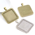 25mm Square Alloy Pendant Cabochon Bezel Tray, DIY Jewelry Setting Accessories view 1