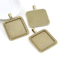 25mm Square Alloy Pendant Cabochon Bezel Tray, DIY Jewelry Setting Accessories view 3