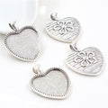 25mm Heart Shape Alloy Pendant Blank Cabochon Bezel Tray, 9g DIY Jewelry Setting Accessory view 3