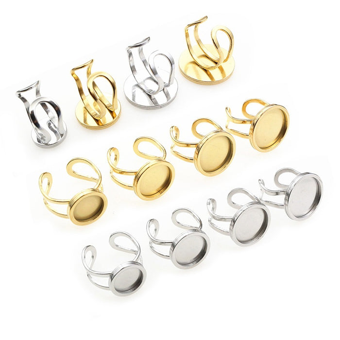 Stainless Steel 10-25mm Inner Diameter Gold Ring Gemstone Settings DIY Jewelry Findings