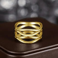 European American Geometric Line Ring Hollow Design Minimalist Women Finger Ring Fashion Jewelry view 3