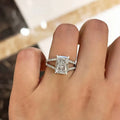 Women Micro Pave Square Zircon Engagement Ring, European Fashion Double Layer Finger Jewelry view 3