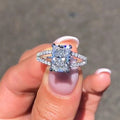 Women Micro Pave Square Zircon Engagement Ring, European Fashion Double Layer Finger Jewelry view 1