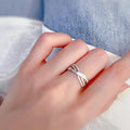 European American Cross Luxury Ring, Minimalist Japanese Style Fashion Index Finger Ring For Women view 3