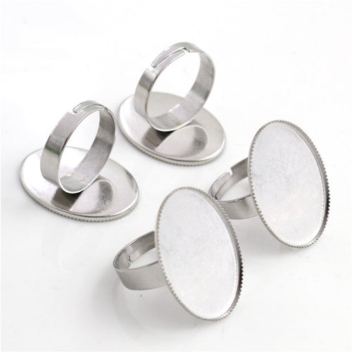 13x18mm 18x25mm Oval Stainless Steel Ring Blank Cabochon Bezel Tray Setting, 2g Inner Size