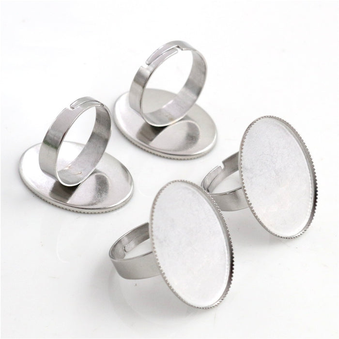 13x18mm 18x25mm Oval Stainless Steel Ring Blank Cabochon Bezel Tray Setting, 2g Inner Size