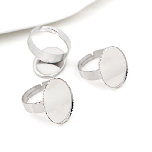 13x18mm 18x25mm Oval Stainless Steel Ring Blank Cabochon Bezel Tray Setting, 2g Inner Size