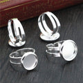 Silver Tone Ring Bezel Settings For 8/10/12mm Cabochons DIY Jewelry Findings 1g view 2