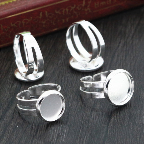 Silver Tone Ring Bezel Settings For 8/10/12mm Cabochons DIY Jewelry Findings 1g