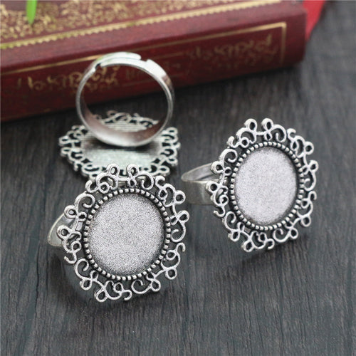 Time Gemstone Theme 14mm Inner Diameter 4g Alloy Ring Gemstone Setting Base For DIY Pendant Accessories