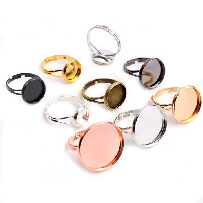10-20mm Inner Diameter Round Ring Cabochon Base Settings For Time Gemstone DIY Jewelry Accessories