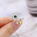 Sparkling Bee Collecting Honey Sunflower Open Ring Trendy Adjustable Statement Fashion Ring view 5