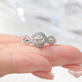 Luxury Four Prong Zircon Ring For Women, Cross Hollow Round Statement Jewelry view 2