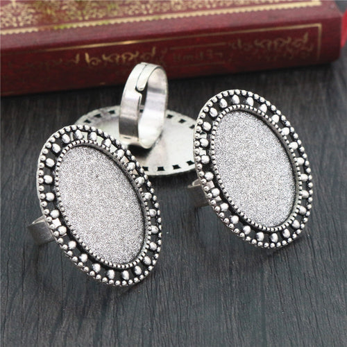 18x25mm Oval Alloy Ring Bezel Tray 4g Inner Cabochon Setting For DIY Pendant Jewelry Findings