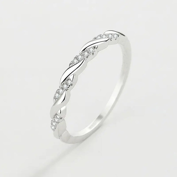 Mobius Couple Ring With Twisted Zircon Design, Minimalist Fashion Valentine Gift Jewelry For Men Women