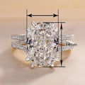 European American Luxury Rectangular Ring For Women, Vintage Double Layer Statement Finger Jewelry view 4
