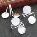 12mm Double Tray Adjustable Ring Cabochon Bezel Base For DIY Gemstone Jewelry Accessories 3g view 2