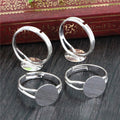 Silver Plated Flat Bottom Copper Ring Blank Cabochon Setting 6-12mm For DIY Jewelry view 4