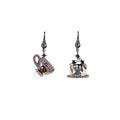 Luxury Asymmetric Teacup And Cake Drop Alloy Rhinestone Crystal Sweet Cool Design Hook Earrings view 5