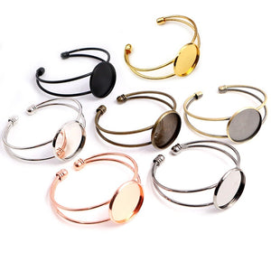20/25mm Solid Copper Bangle Bracelet Blank Settings For DIY Jewelry Making Accessories, 15g