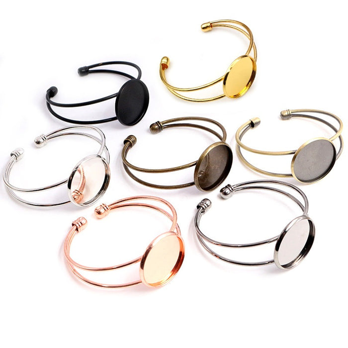 20/25mm Solid Copper Bangle Bracelet Blank Settings For DIY Jewelry Making Accessories, 15g