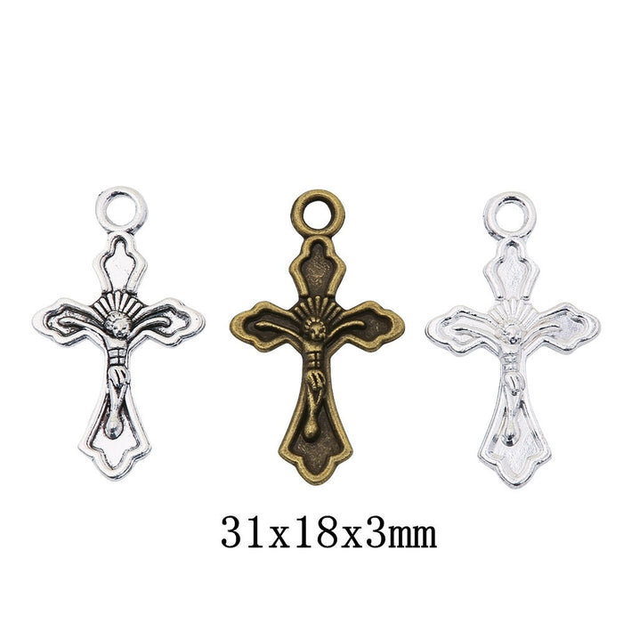 Zinc Alloy Cross Charm Pendant No.577842 for DIY Necklace Bracelet Jewelry Making