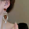 Chic Alloy Teardrop Drop Earrings With Sparkling Color Rhinestones For Women view 3
