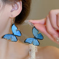 Alloy Gradient Blue Butterfly Jewelry Set With Earrings Bracelet Necklace Sweet Princess Style view 3