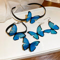 Alloy Gradient Blue Butterfly Jewelry Set With Earrings Bracelet Necklace Sweet Princess Style view 1