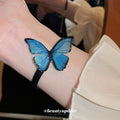 Alloy Gradient Blue Butterfly Jewelry Set With Earrings Bracelet Necklace Sweet Princess Style view 4