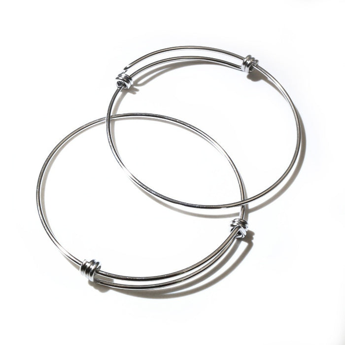 65mm 7g Stainless Steel Titanium Steel Coil Push Pull Adjustable Open Bangle Bracelet For DIY Jewelry