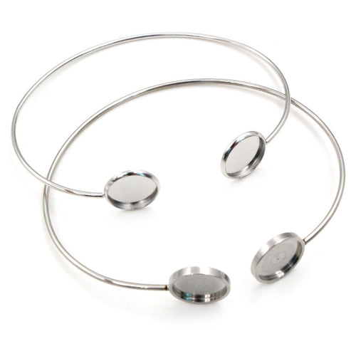 Fashion Minimalist Stainless Steel Open Bangle Bracelet DIY Jewelry Findings 12mm Inner Diameter 6g