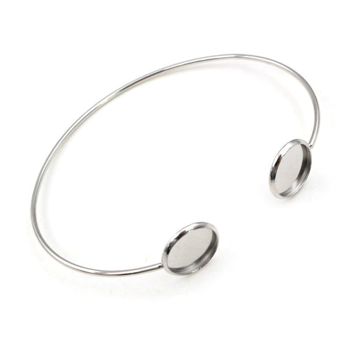 Fashion Minimalist Stainless Steel Open Bangle Bracelet DIY Jewelry Findings 12mm Inner Diameter 6g