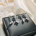 Light Luxury Rhinestone Teardrop Pearl Tassel Chain Drop Clip Stud Earrings view 1
