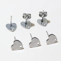 8mm Heart Shape Stainless Steel Stud Earrings With Hole DIY Earring Accessories Without Backs 0.6g view 2