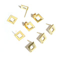 10mm Square Hollow Stainless Steel Stud Earrings With Hole DIY Earring Accessories Without Backs 0.7g view 3