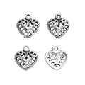 Antique Silver Zinc Alloy Heart Charm Pendant No.955104 for DIY Necklace Bracelet Jewelry Making view 2